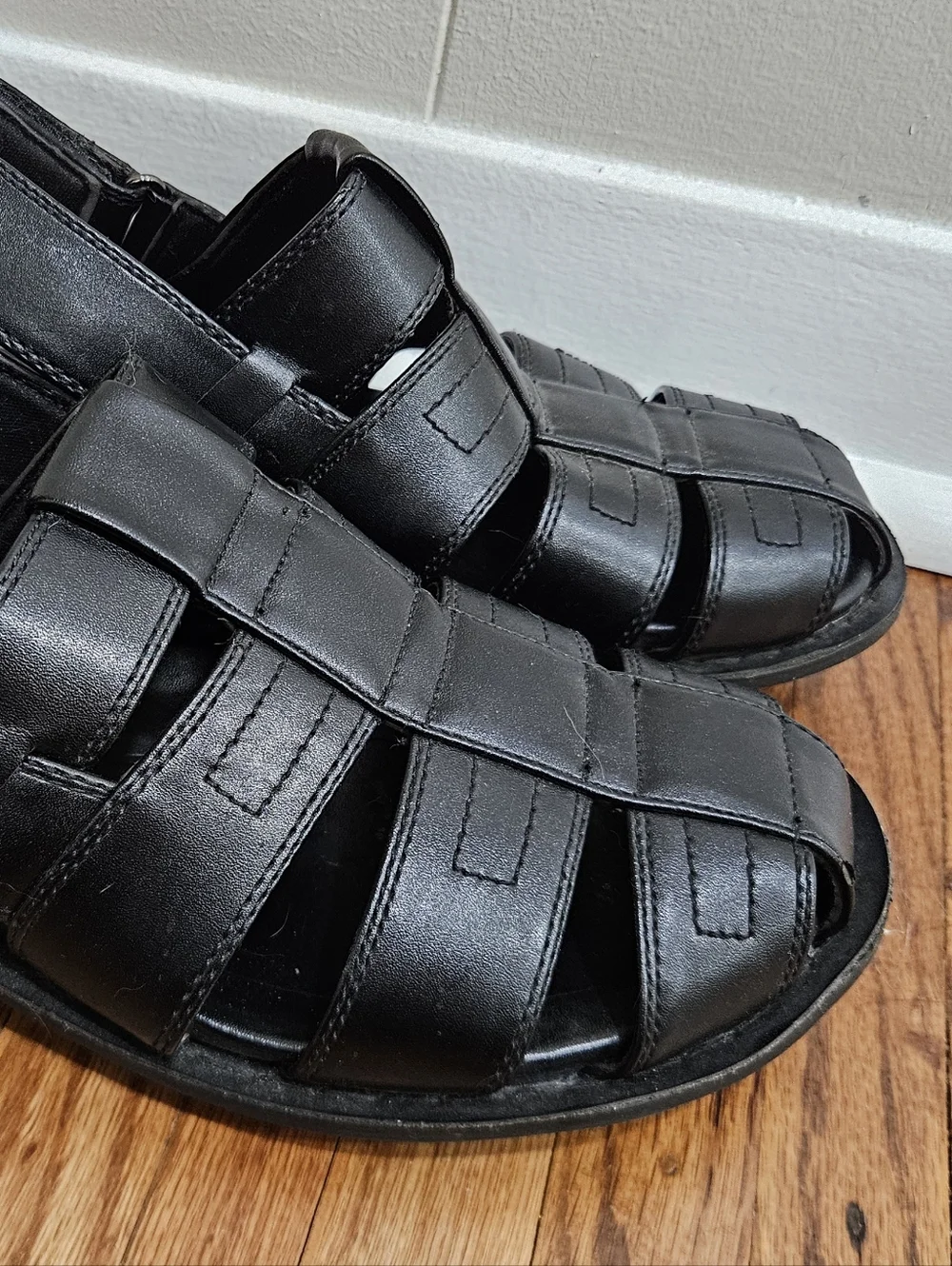 Alfani Mens Sandals Boca 7 7M Vegan Leather Black Ankle Strap Casual Beach